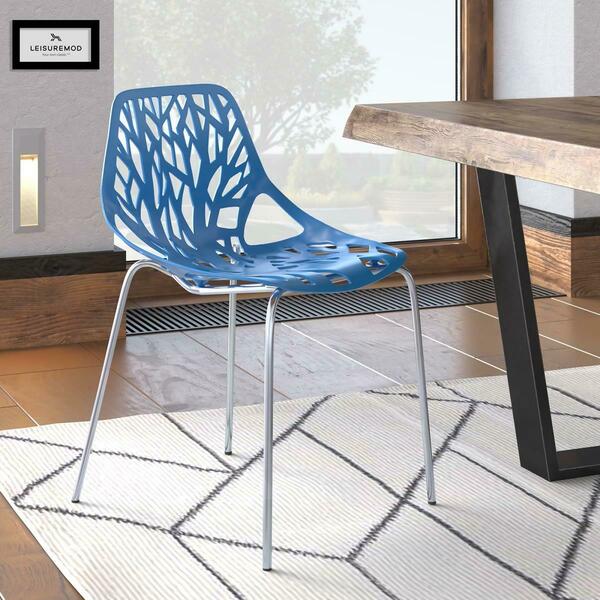 Kd Americana 31.5 x 20.75 x 21 in. Modern Asbury Dining Chair with Chromed Legs, Blue KD3583714